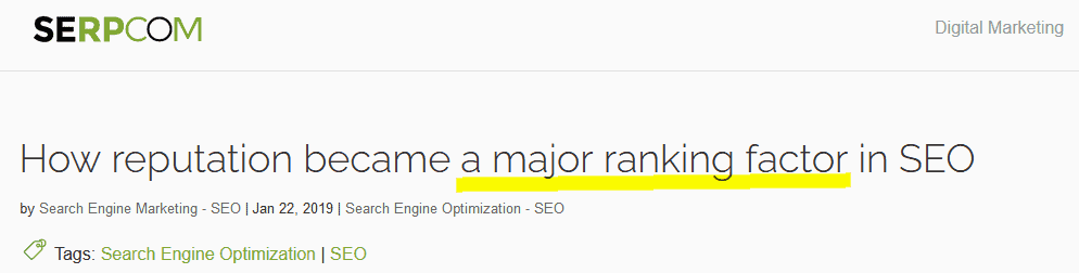 How reputation became a major ranking factor in SEO