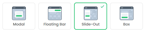 Different Review-getting Widgets: Modal, Floating Bar, Slide-out and Box